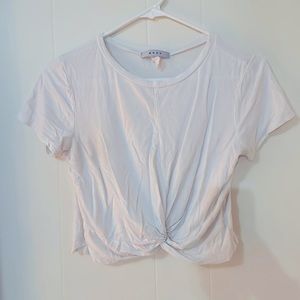 White Knot Front Crop Tee